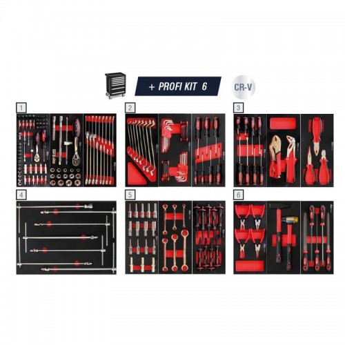SPIN 05.088.99X CARRELLO NERO PORTA UTENSILI 7 CASSETTI KIT PROFI 6-200 pz Dinamitek 3