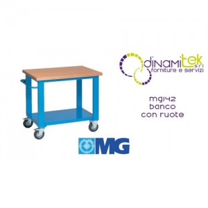 MG142 BANC SUR ROULETTES PLATEAU EN BOIS MM 1000X700X905H MG MG SERIES Dinamitek 1