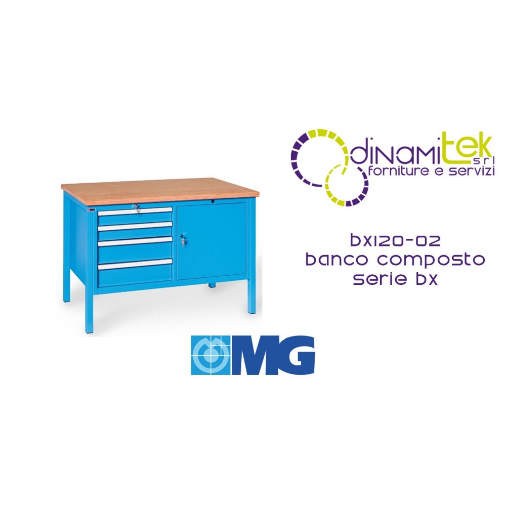 BX120 02 ENCIMERA DE MADERA 4 CAJONES 27X27 UE 1 PUERTA CON CERRADURA MM 1200X700X870H MG SERIE BX Dinamitek 1