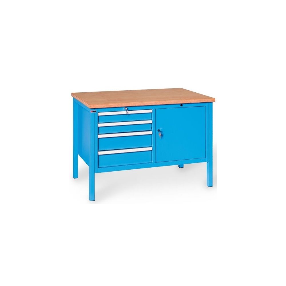 BX120 02 ENCIMERA DE MADERA 4 CAJONES 27X27 UE 1 PUERTA CON CERRADURA MM 1200X700X870H MG SERIE BX Dinamitek 2