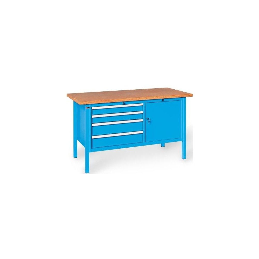 BX150 01 COMPTOIR EN BOIS 4 TIROIRS 36X27 UE 1 PORTE AVEC SERRURE MM 1700X700X870H SéRIE MG BX Dinamitek 2