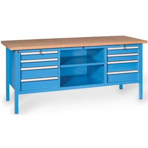 BX200 02 HöLZERNE ARBEITSPLATTE 8 SCHUBLADEN 27X27 UE 1 ZENTRALES REGAL MM 2000X700X870H MG BX SERIE Dinamitek 2
