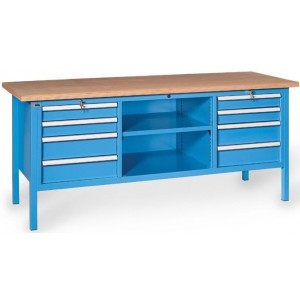 BX200 02 WOODEN COUNTER TOP 8 DRAWERS 27X27 UE 1 CENTRAL SHELF MM 2000X700X870H MG BX SERIES Dinamitek 2