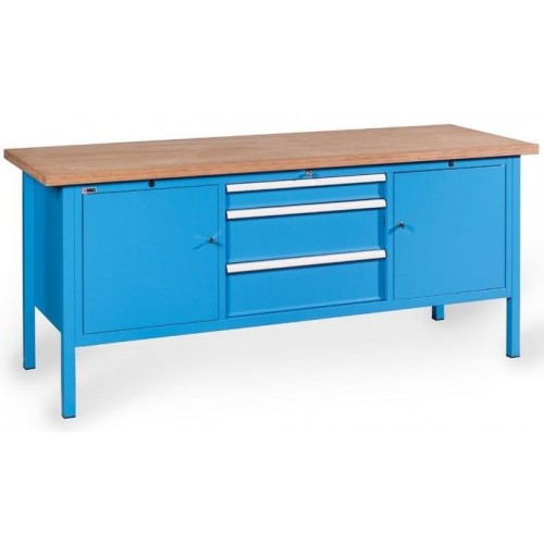 BX200 06 HöLZERNE ARBEITSPLATTE 3 SCHUBLADEN 36X27 UE 2 TüREN MIT INNENREGAL MM 2000X700X870H MG SERIE BX Dinamitek 2