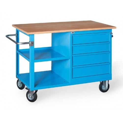 XLM120 01 MOSTRADOR MONOBLOQUE CON RUEDAS TAPA DE MADERA 4 CAJONES Y 1 COMPARTIMENTO MM1200X700X905H SERIE MG XL Dinamitek 2