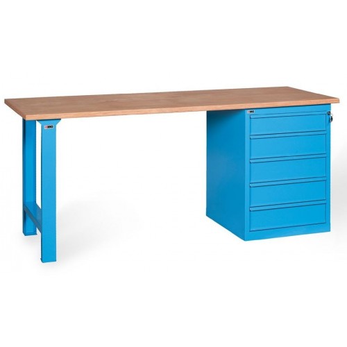 XL200 10 MODULAR WORKBENCH WOODEN TOP 5 DRAWERS MM 2000X700X865H MG XL SERIES Dinamitek 2