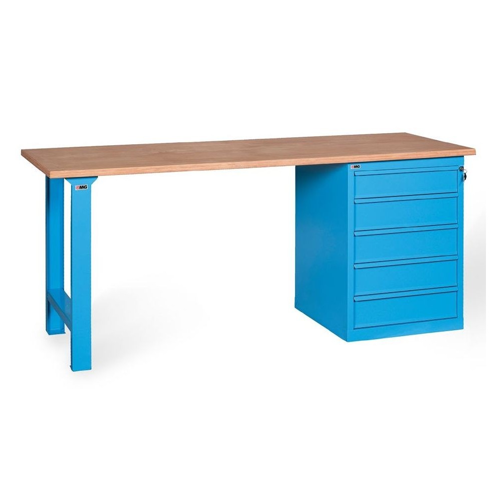 XL200 10 MODULAR WORKBENCH WOODEN TOP 5 DRAWERS MM 2000X700X865H MG XL SERIES Dinamitek 2
