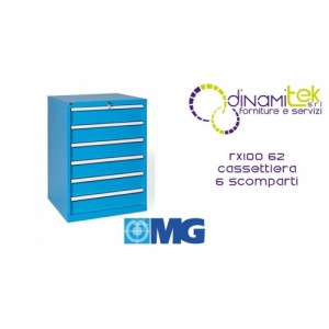 RX100 62 TOOL CHEST 6 FULLY EXTRACTABLE DRAWERS MM 717X640X1000H MG MIDI-RX LINE Dinamitek 1