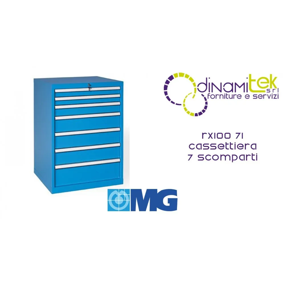 RX100 71 WERKZEUGKASTEN 7 VOLL HERAUSZIEHBARE SCHUBLADEN MM 717X640X1000H MG MIDI-RX LINIE Dinamitek 1