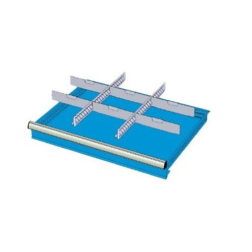 SD7507 RX DIVIDERS FOR DRAWERS 75 MM WITH 2 SLOTTED DIVIDERS 27 U 6 TRANSVERSAL DIVIDERS 12 U MG MIDI-RX LINE Dinamitek 2