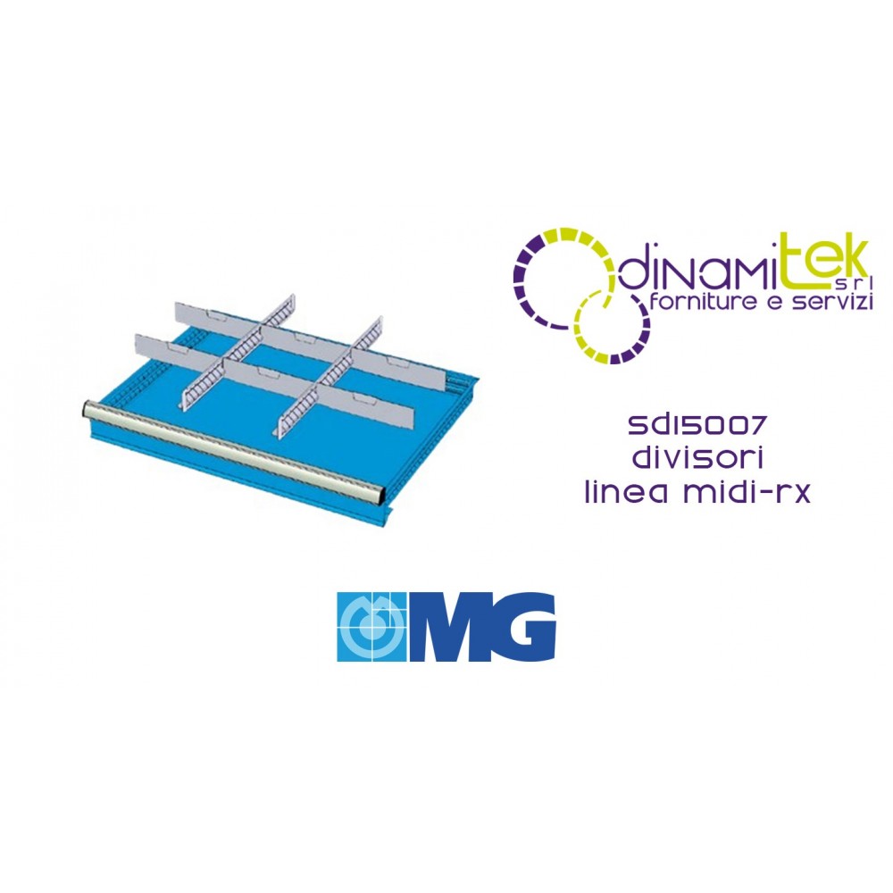 SD15007 SEPARADORES RX PARA CAJONES 150 MM CON 2 SEPARADORES RANURADOS 27 U 6 SEPARADORES TRANSVERSALES 12 U MG LíNEA MIDI-RX Dinamitek 1