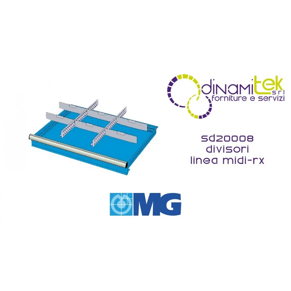 SD20008 RX DIVIDERS FOR DRAWERS MM 200 WITH 2 SLOTTED DIVIDERS 27 U 6 TRANSVERSAL DIVIDERS 12 U MG MIDI-RX LINE Dinamitek 1