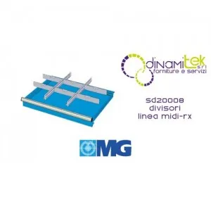 SD20008 RX DIVIDERS FOR DRAWERS MM 200 WITH 2 SLOTTED DIVIDERS 27 U 6 TRANSVERSAL DIVIDERS 12 U MG MIDI-RX LINE Dinamitek 1
