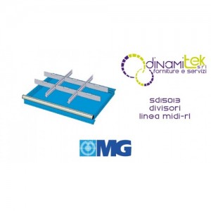 SD15013 SEPARADORES RL PARA CAJONES MM 150 CON 2 SEPARADORES RANURADOS 27 U 6 SEPARADORES TRANSVERSALES 12 U MG LíNEA MIDI-RX Dinamitek 1