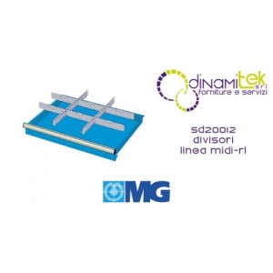 SD20012 SEPARADORES RL PARA CAJONES MM 200 CON 2 SEPARADORES RANURADOS 27 U 6 SEPARADORES TRANSVERSALES 12 U MG LíNEA MIDI-RX Dinamitek 1