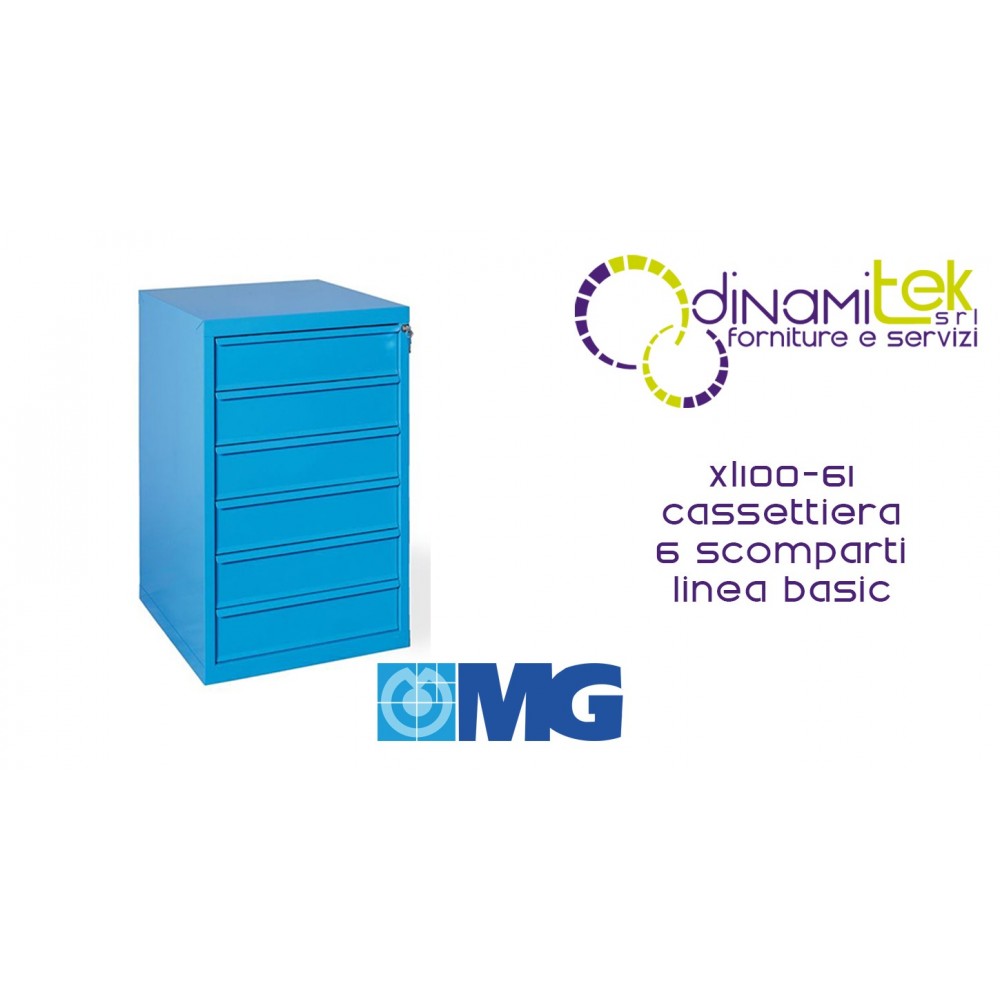 XL100 61 TOOL CHEST 6 FULLY EXTRACTABLE DRAWERS MM 600X620X1000H MG BASIC LINE Dinamitek 1