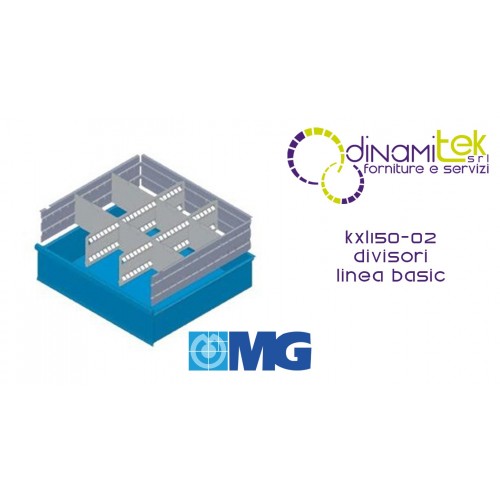 KXL150 02 DIVIDERS FOR DRAWERS MM 150 WITH 2 SLOTTED DIVIDERS AND 6 TRANSVERSAL DIVIDERS MG BASIC LINE Dinamitek 1