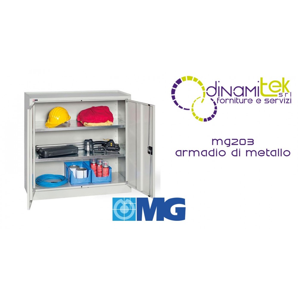 MG203 ARMOIRE AVEC PORTES à SERRURE à TIGE AVEC 4 TABLETTES GALVANISéES RéGLABLES MM 1000X400X1000H MG Dinamitek 1
