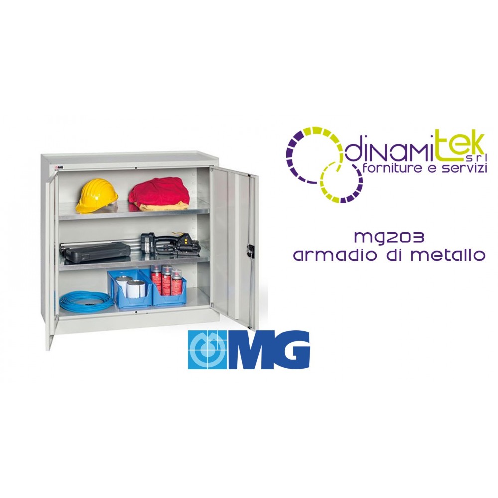 MG203 CABINET WITH ROD LOCK DOORS WITH 4 ADJUSTABLE GALVANIZED SHELVES MM 1000X400X1000H MG Dinamitek 1