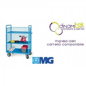 MG460 03N CARRO MODULAR 3 LADOS DE RED Y 2 ESTANTES MM 1116X694X1500H MG Dinamitek 1