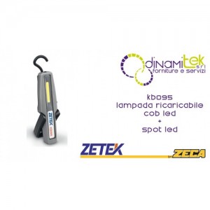 KB095 LAMPADA RICARICABILE TASCABILE CON COB LED(2W) + 1 W SPOT LED. CON CARICABATTERIE 100-240V ZETEK Dinamitek 1