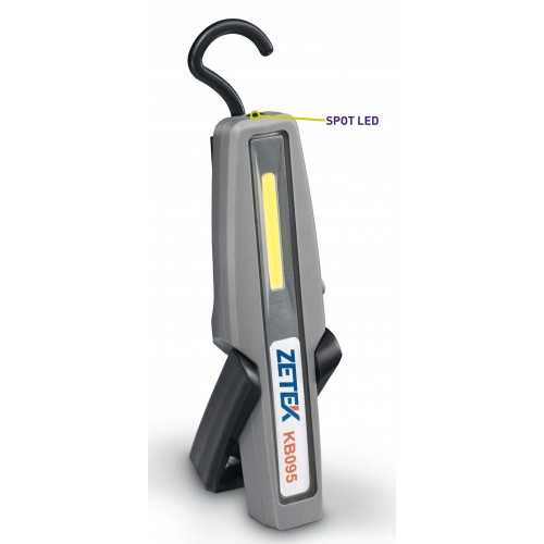 KB095 LAMPADA RICARICABILE TASCABILE CON COB LED(2W) + 1 W SPOT LED. CON CARICABATTERIE 100-240V ZETEK Dinamitek 2
