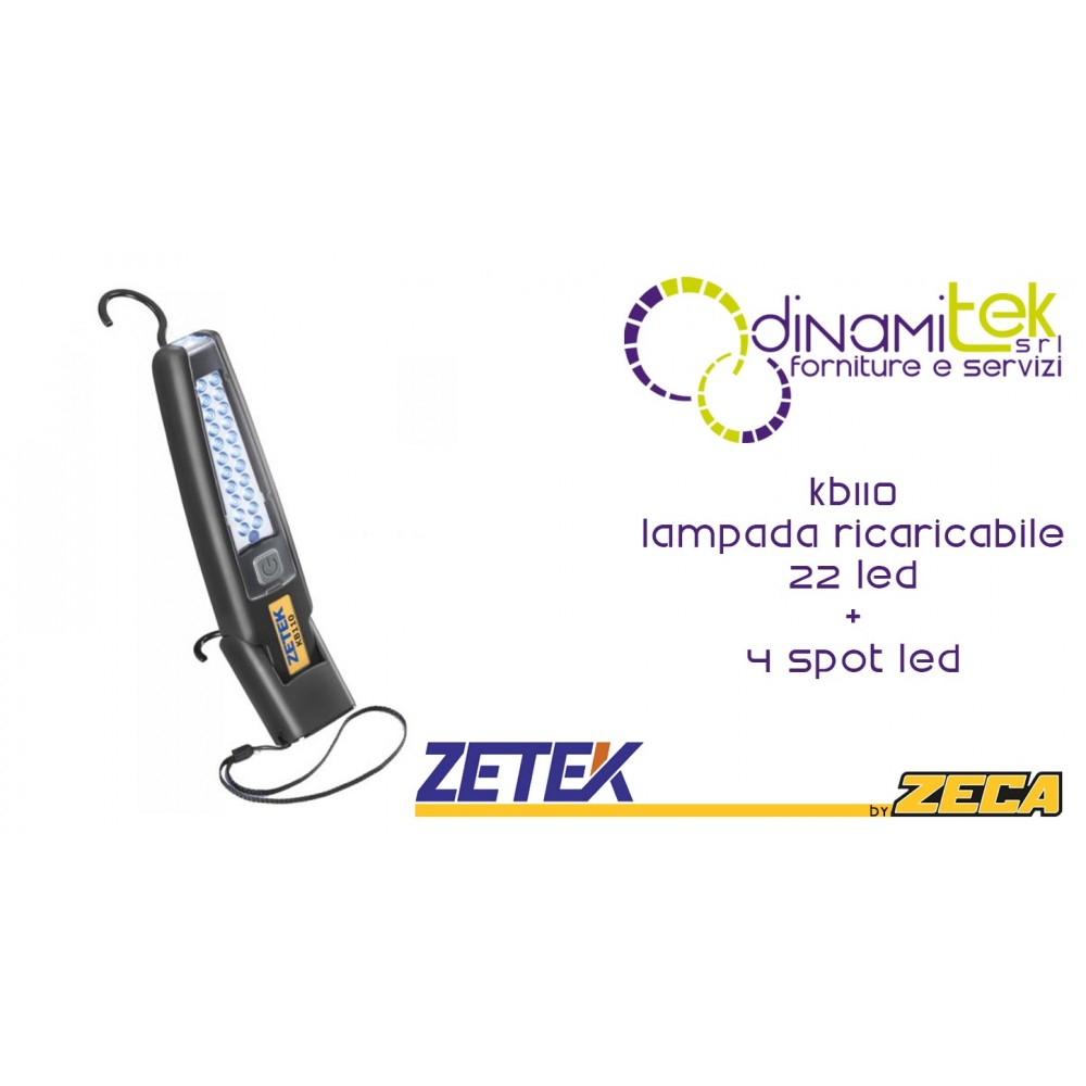 LAMPE RECHARGEABLE KB110 22 + 4 LED / CHARGEUR 12 V ET 230 V ZETEK Dinamitek 1