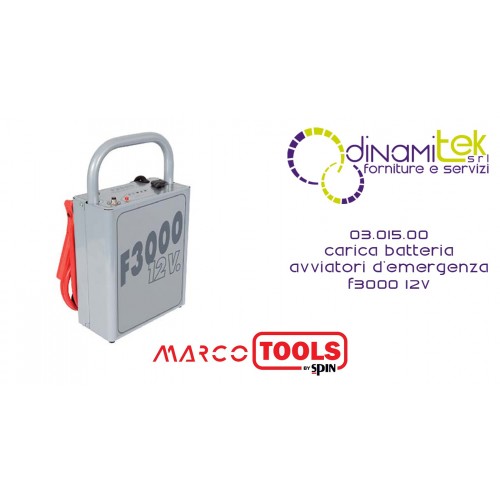 03.015.00 CHARGEUR DE BATTERIE DéMARREURS DE DéMARRAGE SPIN MARCO TOOLS F3000 12V Dinamitek 1