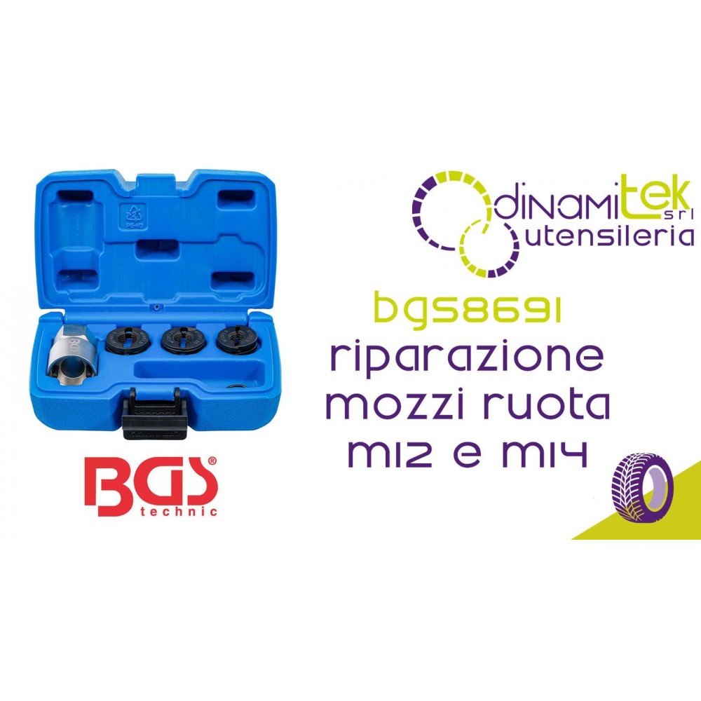 BGS TECHNIC BGS8691 UTENSILE DI RIPARAZIONE MOZZI RUOTA M12 E M14 Dinamitek 1
