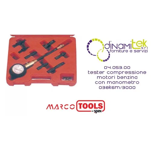 04.053.00 KOMPRESSIONSPRÜFER FÜR BENZINMOTOREN MIT MANOMETER 038KJ/3000 MARCO TOOLS SPIN