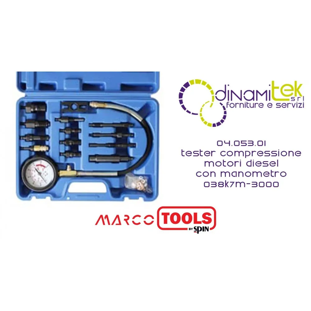 04.053.01 DIESEL ENGINE COMPRESSION TESTER WITH SPIN PRESSURE GAUGE Dinamitek 1