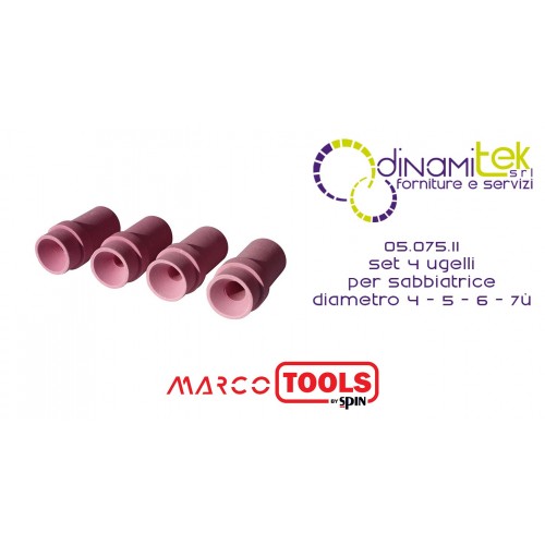 05.075.11 4 NOZZLES SET FOR SANDBLASTING MACHINE - diam. 4 - 5 - 6 - 7 SPIN Dinamitek 1