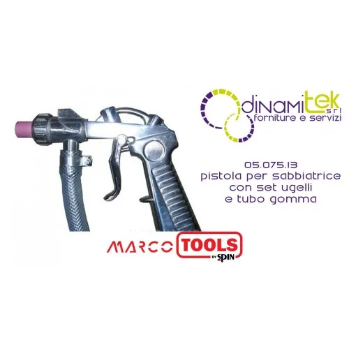 05.075.13 PISTOLA DE CHORRO DE ARENA CON JUEGO DE BOQUILLAS Y MANGUERA DE GOMA GIRATORIA Dinamitek 1