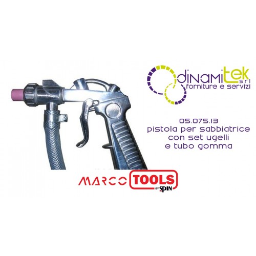 05.075.13 PISTOLET DE SABLAGE AVEC JEU DE BUSES ET TUYAU FLEXIBLE EN CAOUTCHOUC Dinamitek 1