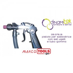 05.075.13 PISTOLET DE SABLAGE AVEC JEU DE BUSES ET TUYAU FLEXIBLE EN CAOUTCHOUC Dinamitek 1