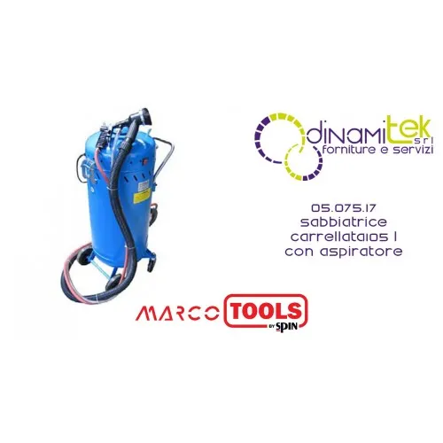 05.075.17 WHEELED SANDBLASTER SPIN MARCO TOOLS 105 L WITH ASPIRATOR Dinamitek 1