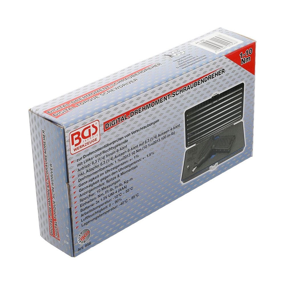 BGS TECHNIC BGS956 AVVITATORE DIGITALE 1 - 10 NM ATT 1-4 BGS TECHNIC PER INSTALLAZIONE SENSORI PRESSIONE PNEUMATICI Dinamitek 17