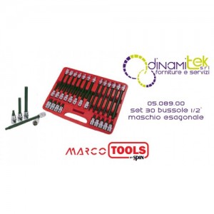 05.089.00 SET 30 SOCKETS 1/2 &QUOT;MALE HEXAGONAL SPIN Dinamitek 1