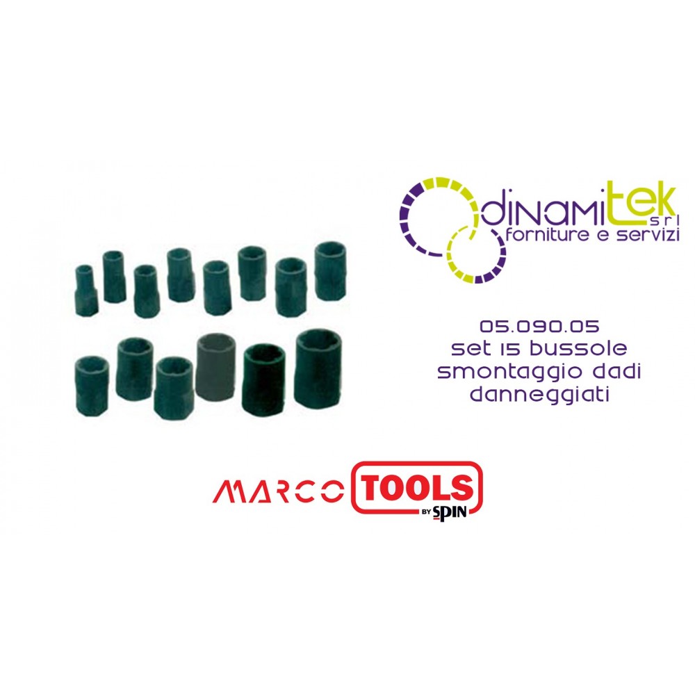 05.090.05 SET 15 CASQUILLOS DE DESMONTAJE PARA TUERCAS DAñADAS GIRATORIAS Dinamitek 1