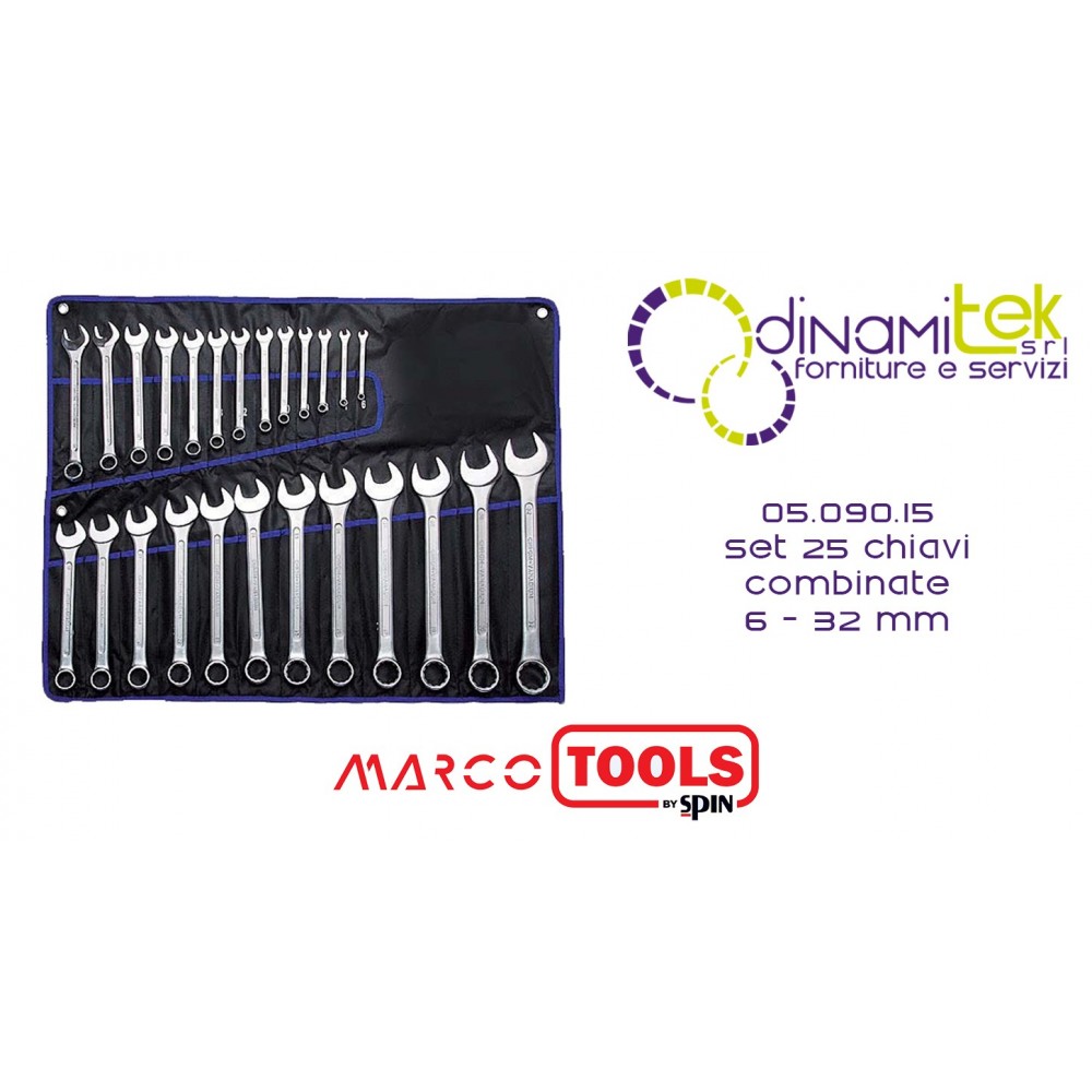 05.090.15 SET 25 COMBINATION WRENCHES 6 - 32 MM SPIN Dinamitek 1