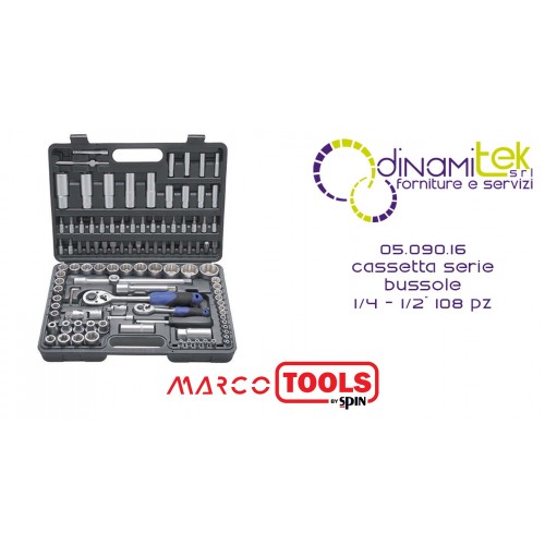 05.090.16 BOX WITH SOCKETS 1/4 - 1/2 &QUOT;108 PCS. SPIN Dinamitek 1