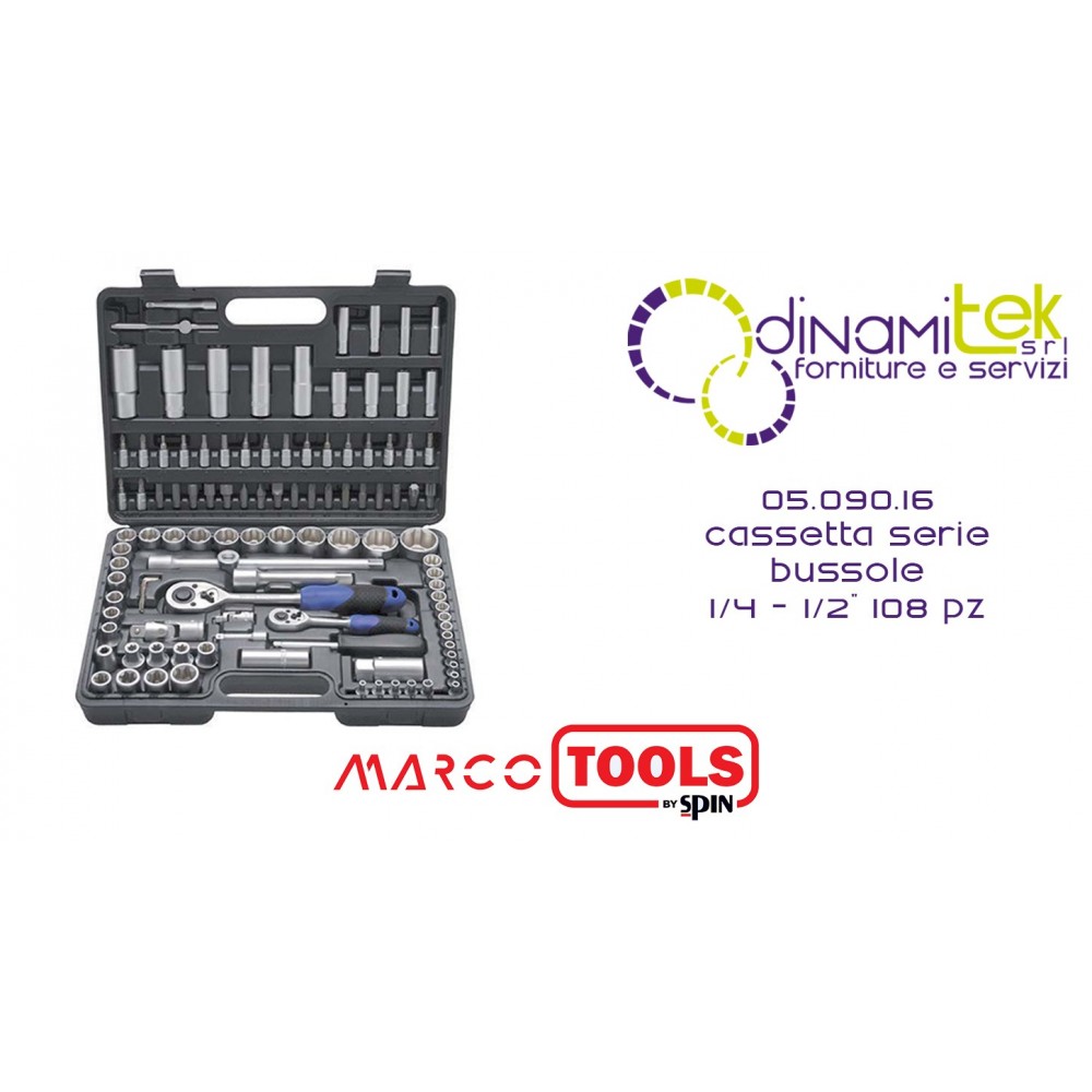 05.090.16 BOX MIT SOCKELN 1/4 - 1/2 &QUOT;108 STK. SPIN Dinamitek 1