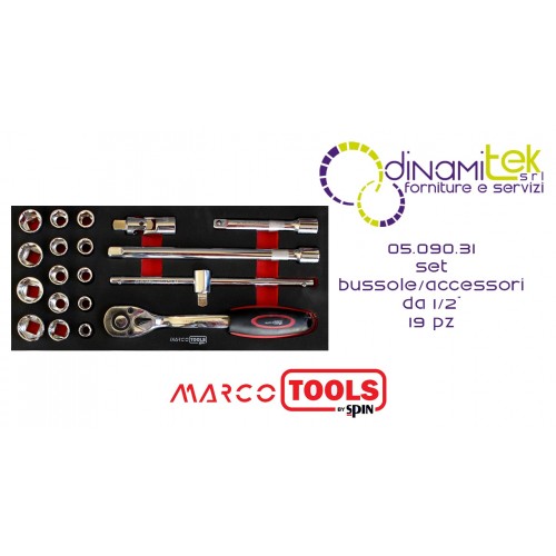 05.090.31 SET 19 SOCKETS / ACCESSORIES 1/2 &QUOT;SPIN Dinamitek 1