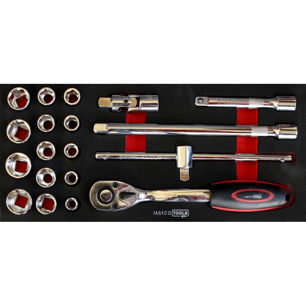 05.090.31 SET 19 SOCKETS / ACCESSORIES 1/2 &QUOT;SPIN Dinamitek 2