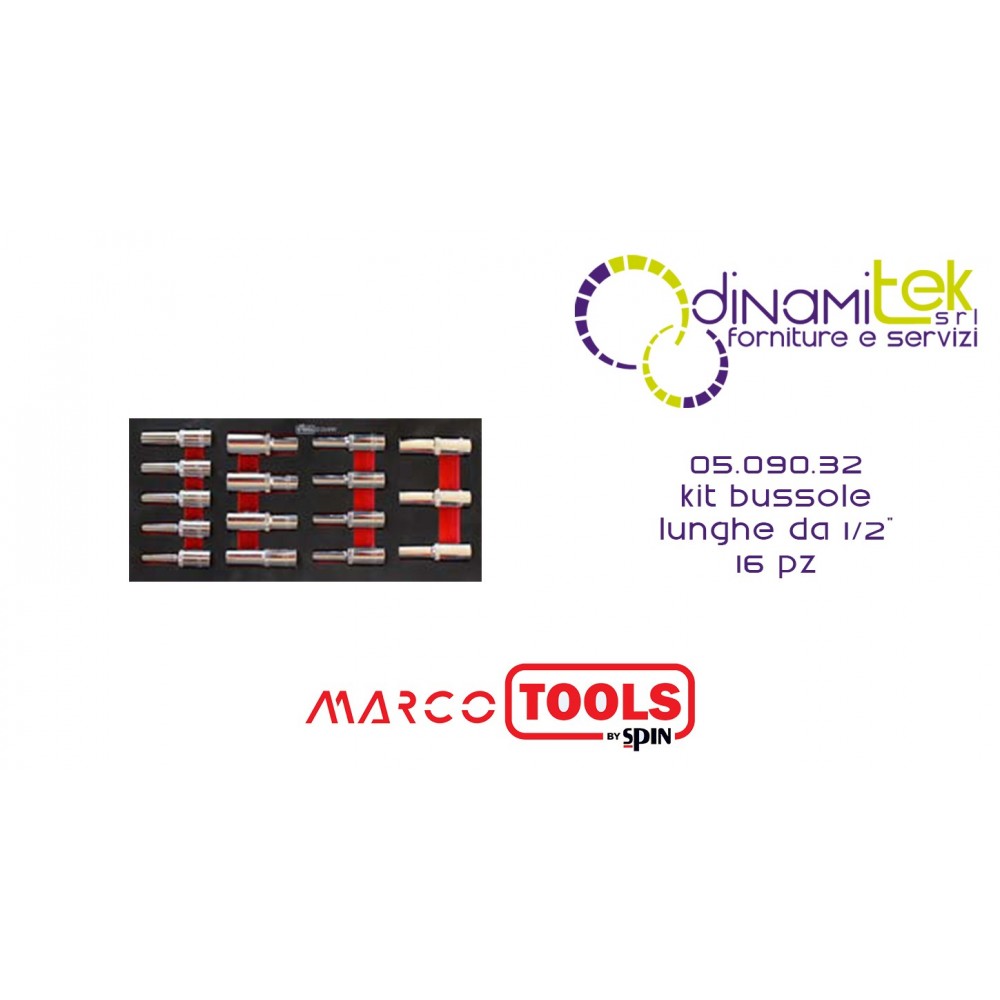 05.090.32 KIT DE 16 DOUILLES LONGUES 1/2 &QUOT;SPIN Dinamitek 1