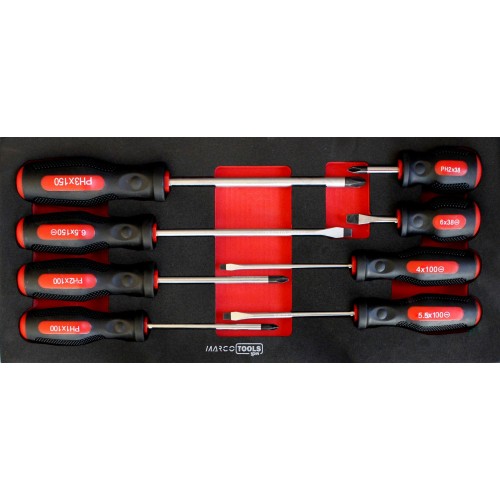 05.090.38 SET OF 8 SLOTTED SCREWDRIVERS AND SPIN CROSS Dinamitek 2