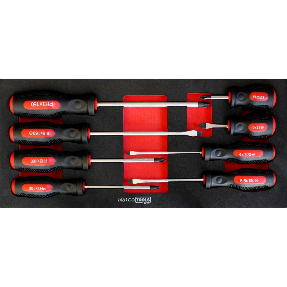 05.090.38 SET OF 8 SLOTTED SCREWDRIVERS AND SPIN CROSS Dinamitek 2