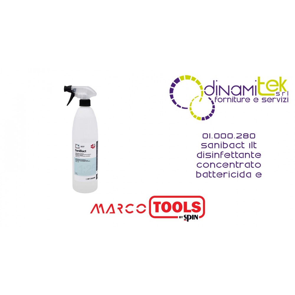 01.000.280 SANIBACT 1lt DISINFETTANTE CONCENTRATO BATTERICIDA E LEVURICIDA SPIN MARCO TOOLS Dinamitek 1