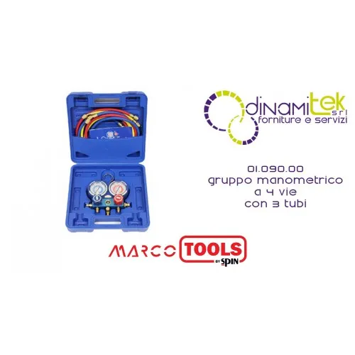 01.090.00 GRUPPO MANOMETRICO A 4 VIE CON 3 TUBI SPIN MARCO TOOLS Dinamitek 1