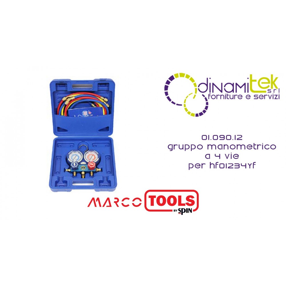 01.090.12 GRUPPO MANOMETRICO A 4 VIE PER HF01234yf SPIN MARCO TOOLS Dinamitek 1
